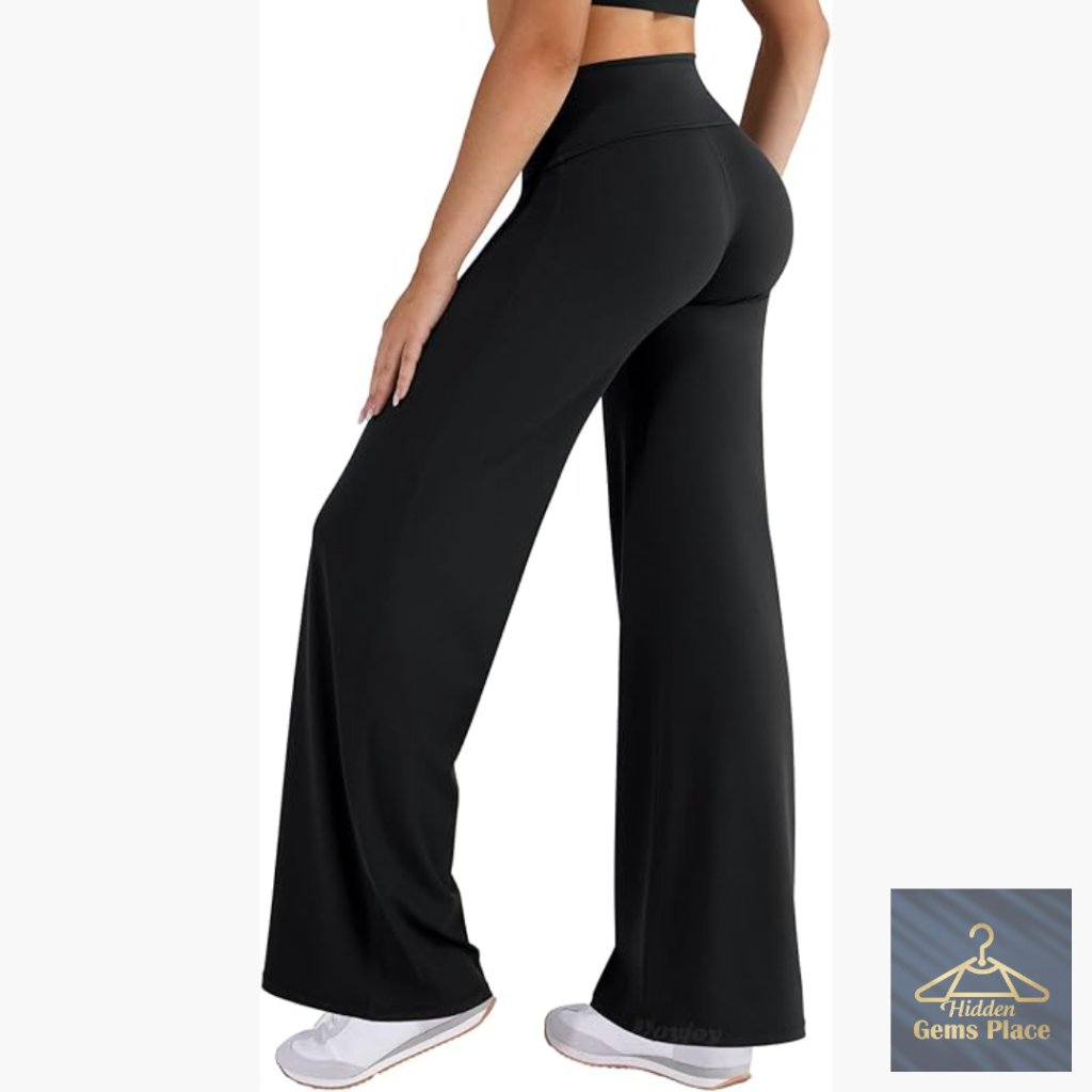 Wide Leg Yoga Pants Fold Over Waist Straight Leg 31.5" Inseam
